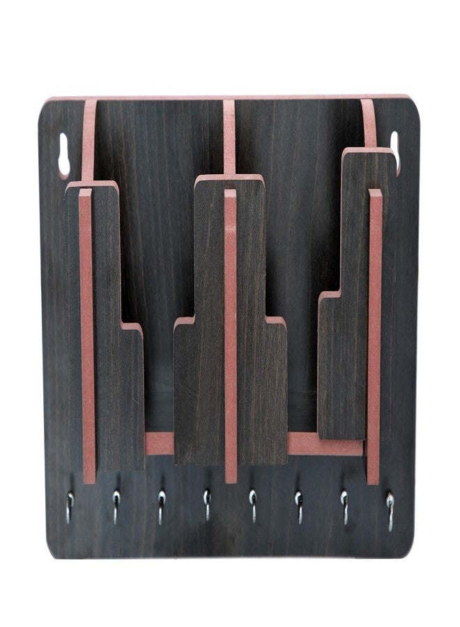 MS ENTERPRISE Key Holder with Mobile Charging Wall Mounted Stand & Cloth toval Hanger Watch Wallet Showpiece Storage Self Wooden Handcrafted Home & Office Decoration (Black) - Image 2